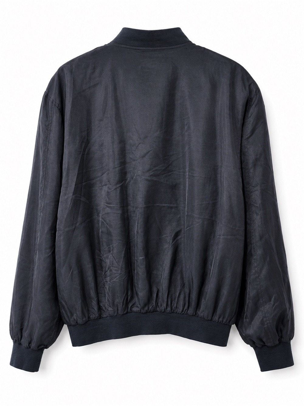 Porcini Silk Bomber Jacket Women’s Size S Navy Blue Full Zip 100% Silk - Picture 5 of 5